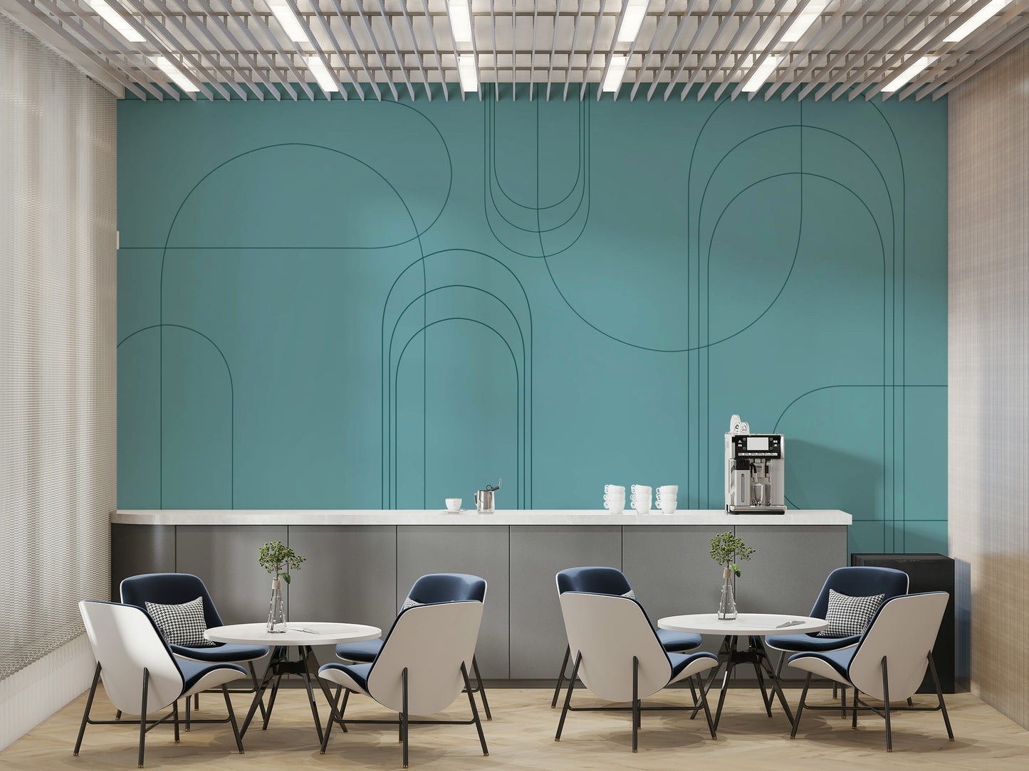 Turquoise Abstract Arches Wall Mural