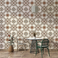 Burnt orange floral tile wallpaper

