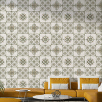 Wall mural with sage tiles

