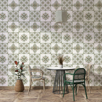 Traditional tile print wallpaper

