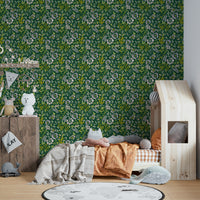 Dark green floral tapestry wallpaper

