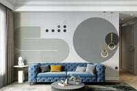 Grey tones retro wall mural with vintage patterns

