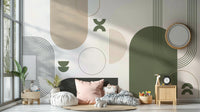 Minimalist retro wall mural with vintage tones

