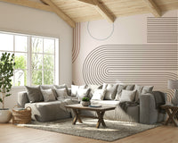 Bold graphic mural with modern-retro aesthetics

