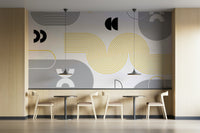 Bold Yellow and Gray Geometric Mural

