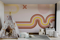 Wavy Retro Boho Lines Wall Mural Style

