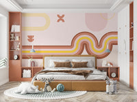 Retro Boho Wallpaper with Curved Shapes

