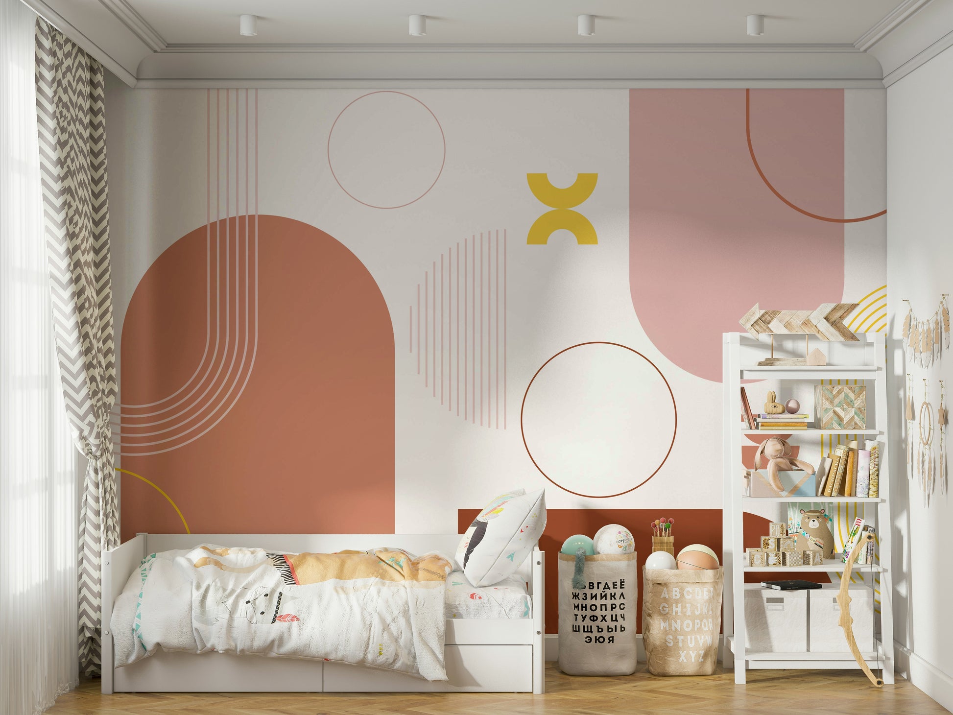 Bold Boho Geometry Wall Mural Design


