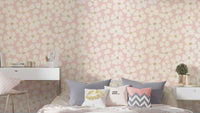 Blush pink floral wall mural


