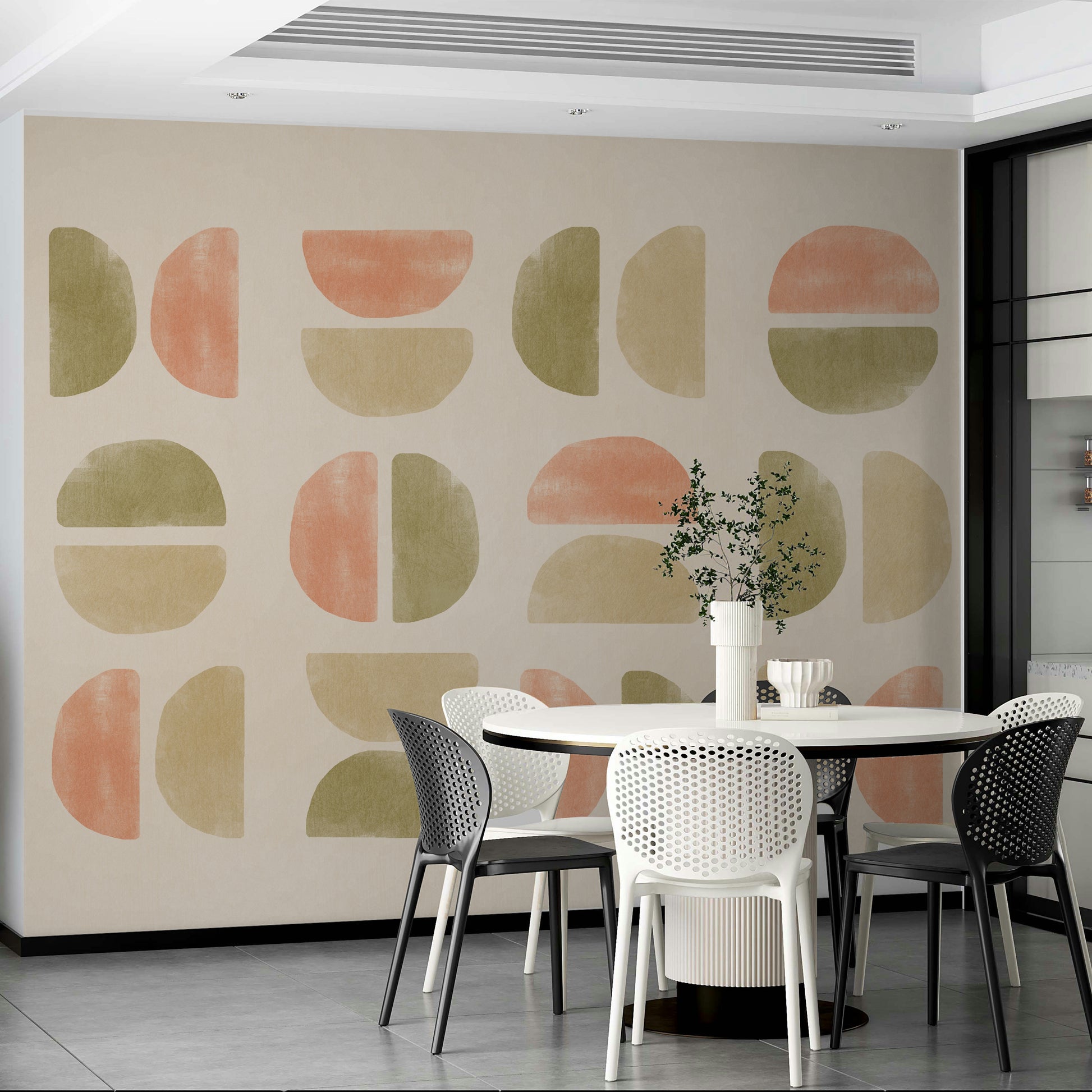Overlapping arch wall mural look

