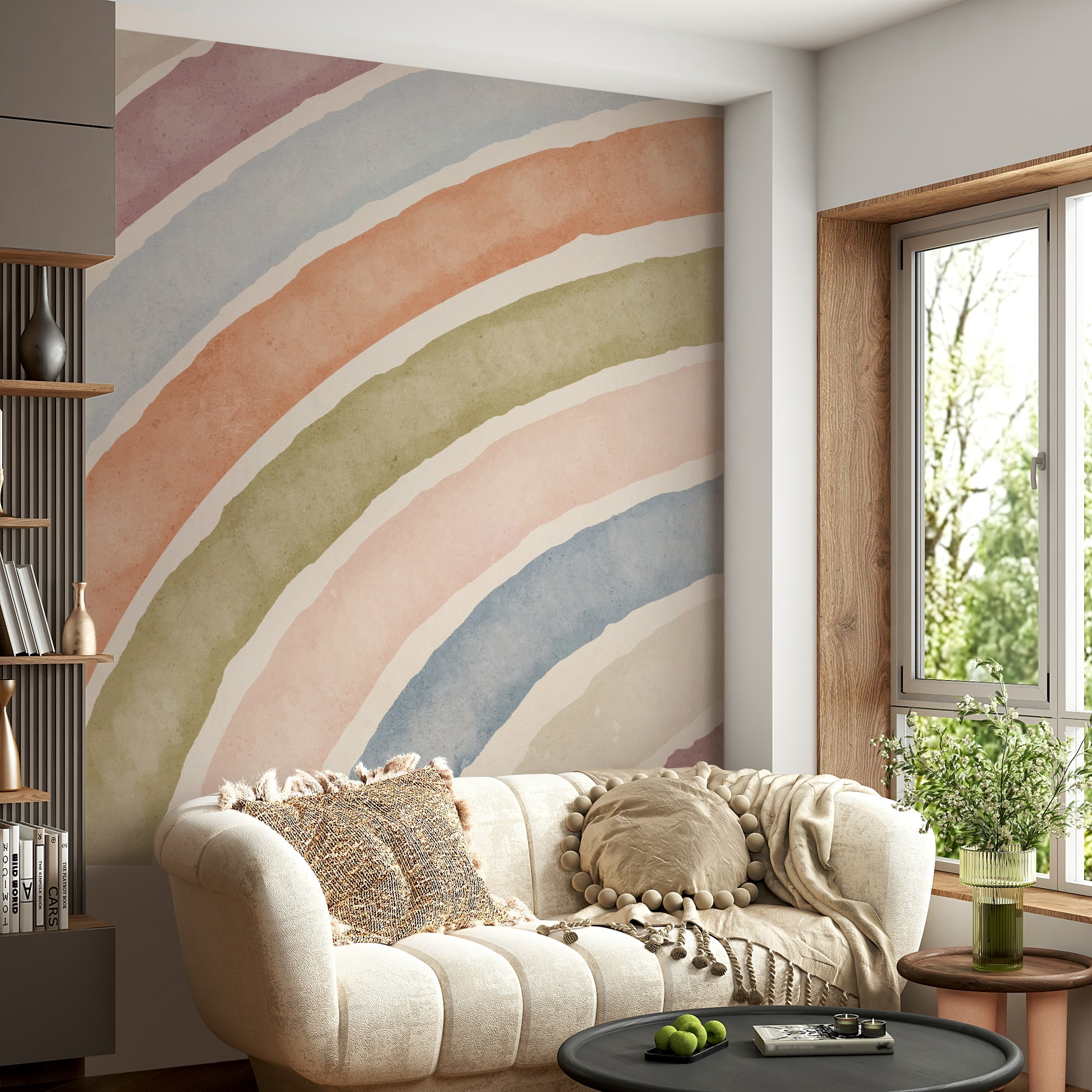 Modern rainbow mural for walls

