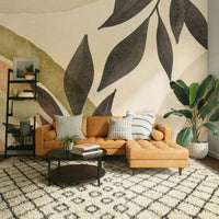 Delicate watercolor foliage in wall mural

