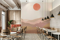 Earthy terracotta wallpaper with hilly patterns

