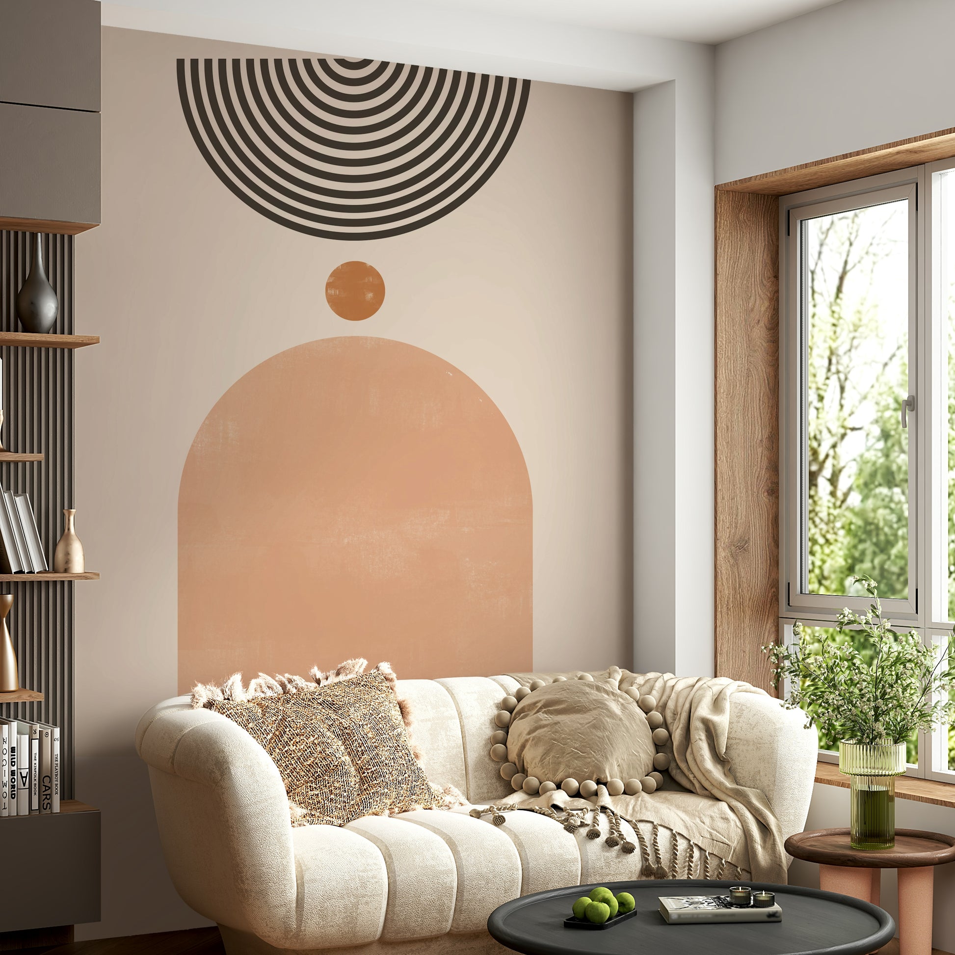 Elegant mural inspired by mid-century modern decor

