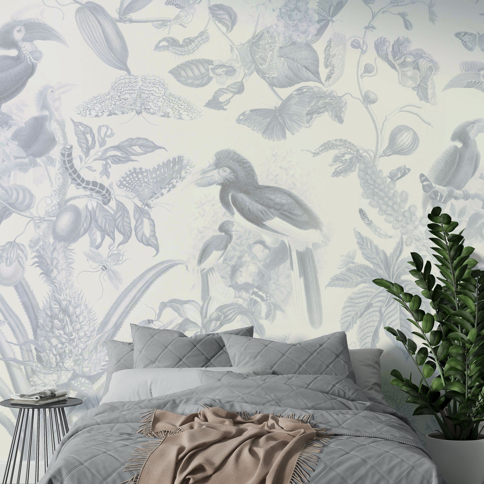 Green foliage wall mural look

