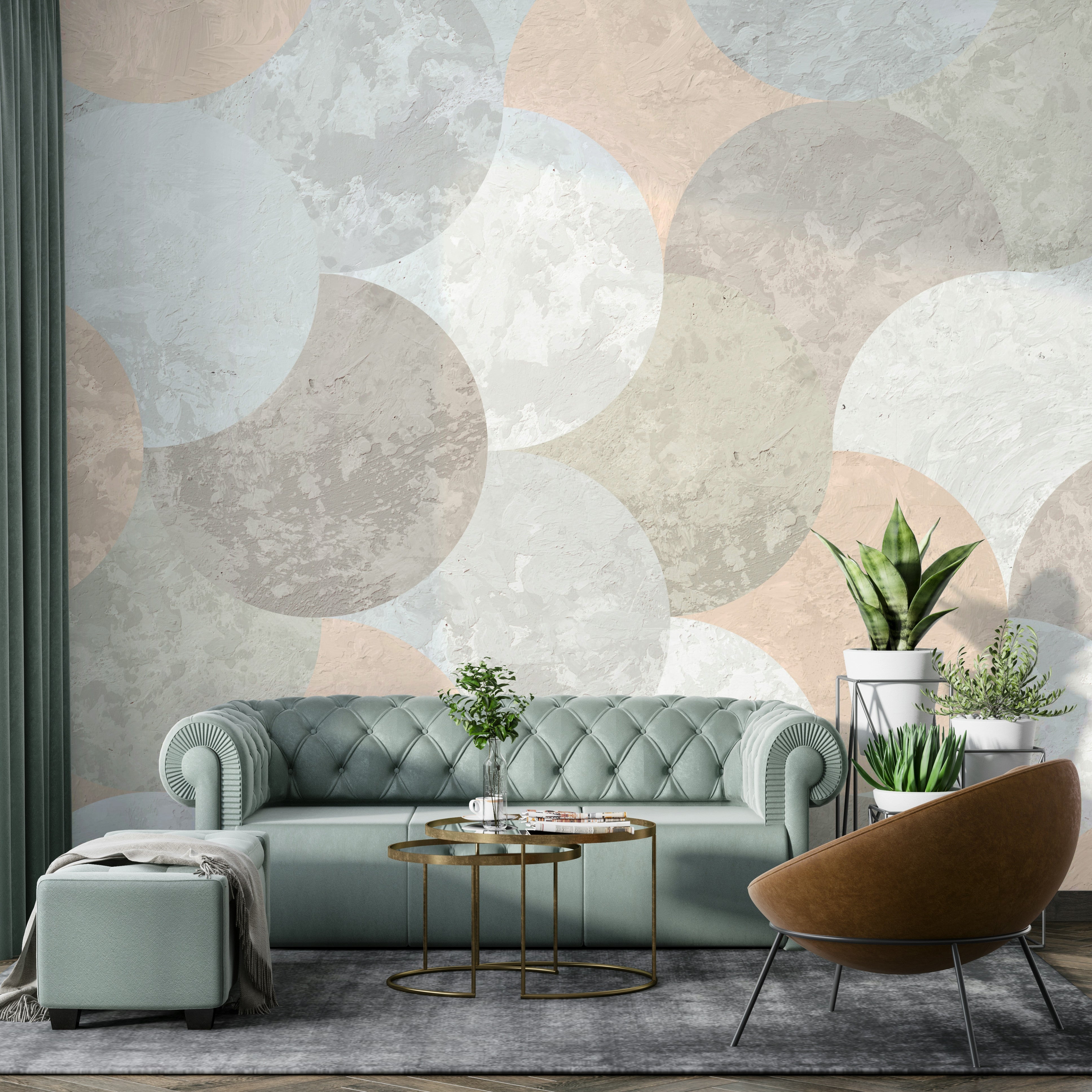 Earth tone geometric wall design

