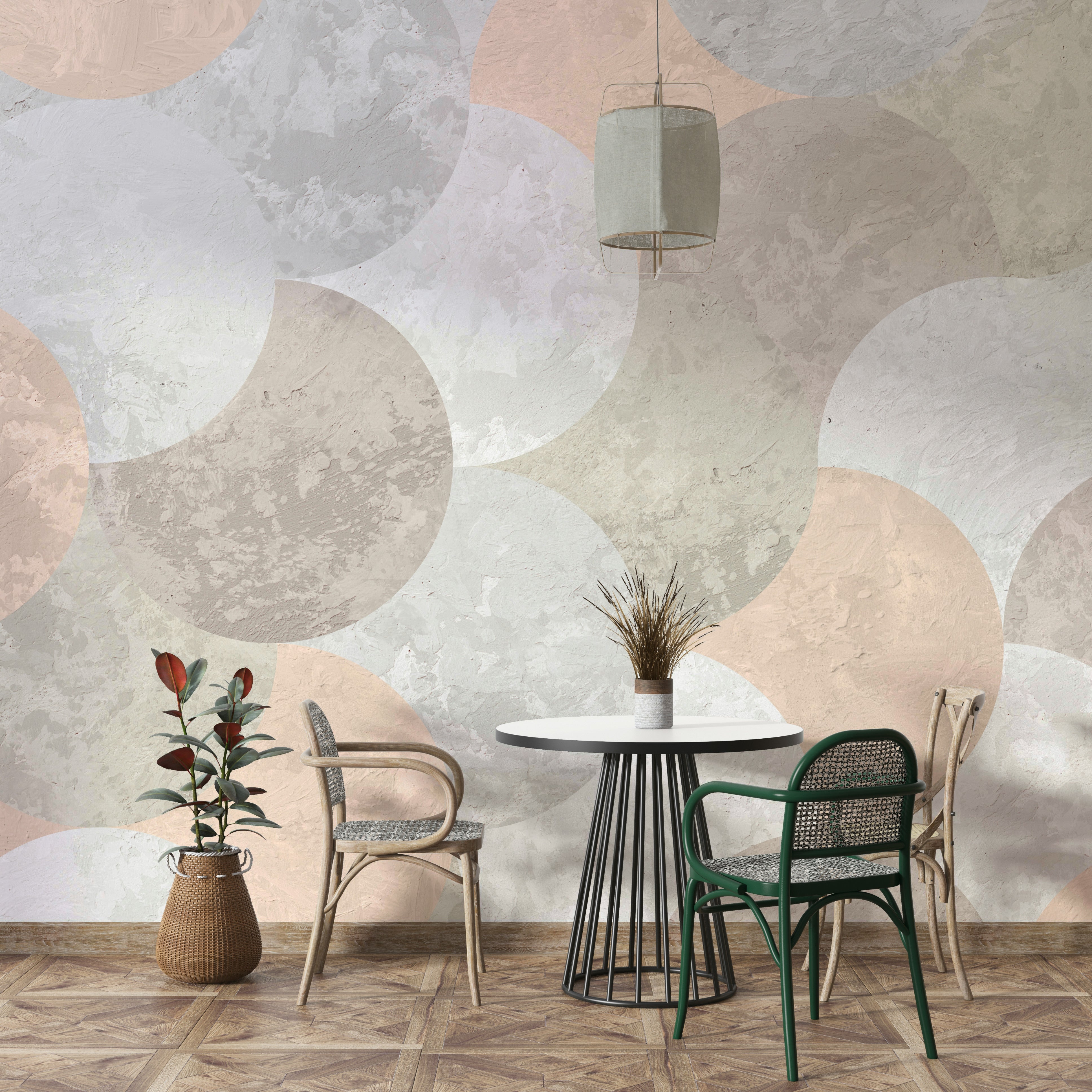 Mural wallpaper with retro forms

