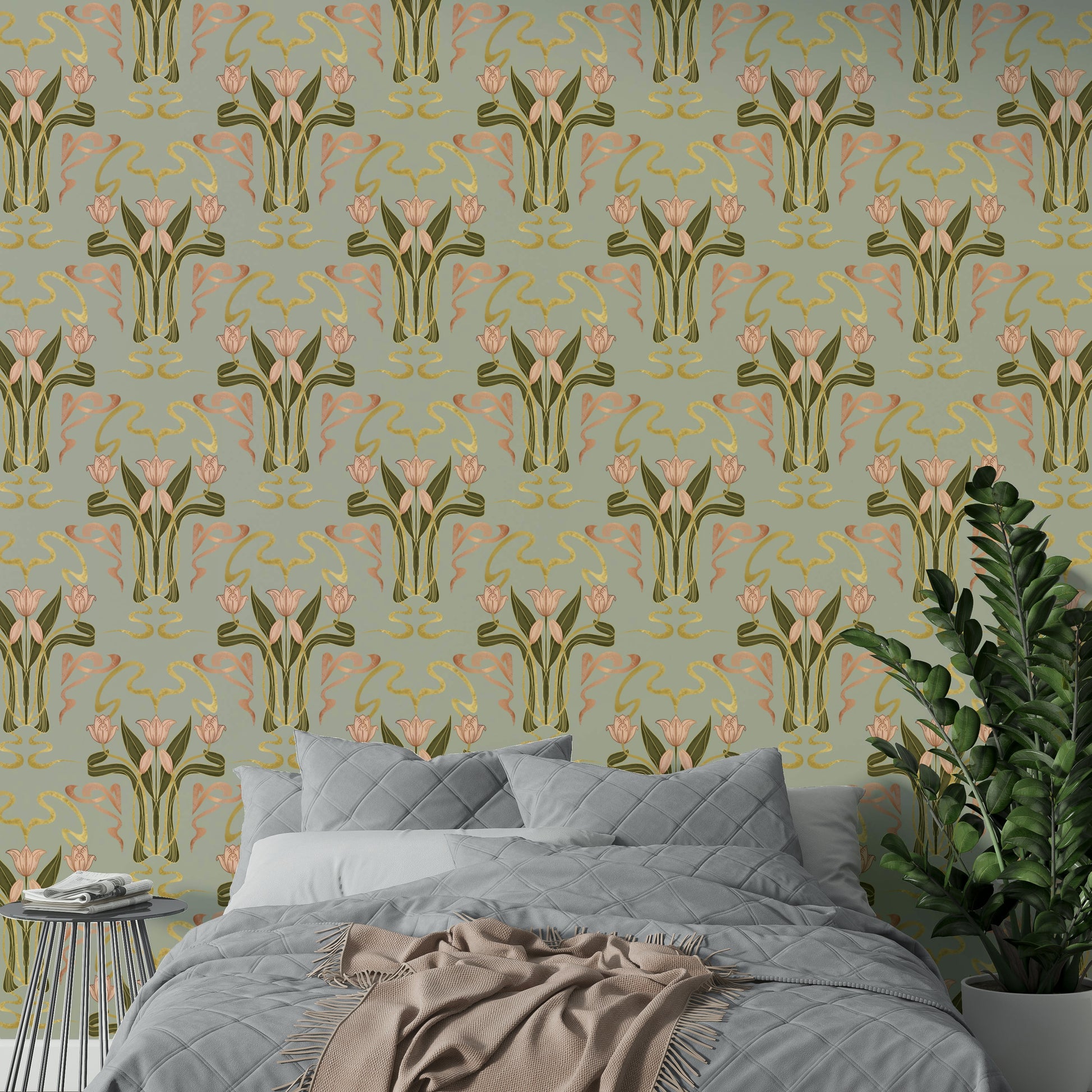 Art deco tulip wall mural

