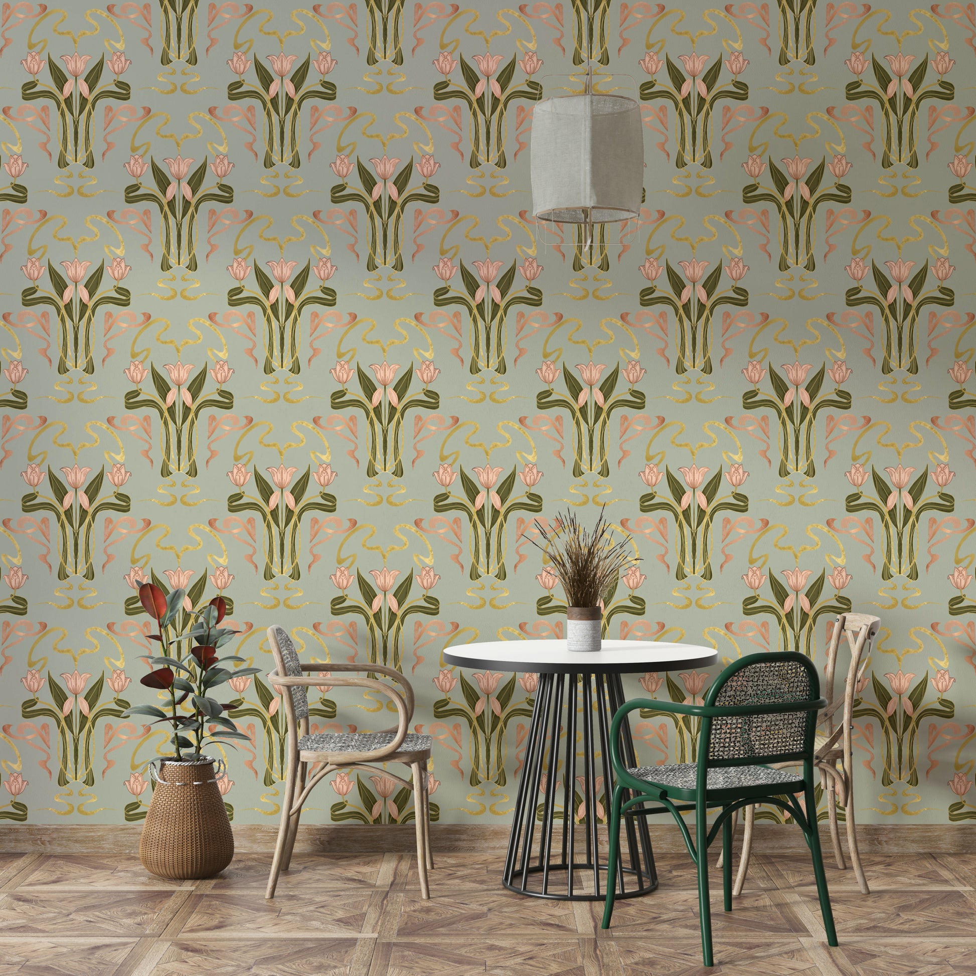 Vintage inspired floral wall mural

