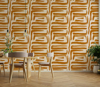Warm-toned abstract wallpaper in mid-century style

