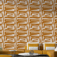 Artistic amber wallcovering with retro brush strokes

