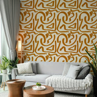 Vintage brush-style wallpaper in earthy tones

