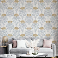Historical-themed wallpaper with classic motifs

