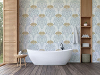 Luxury wallpaper featuring old-world motif patterns

