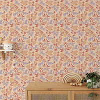 Vintage wallpaper with ponies and prairie flowers

