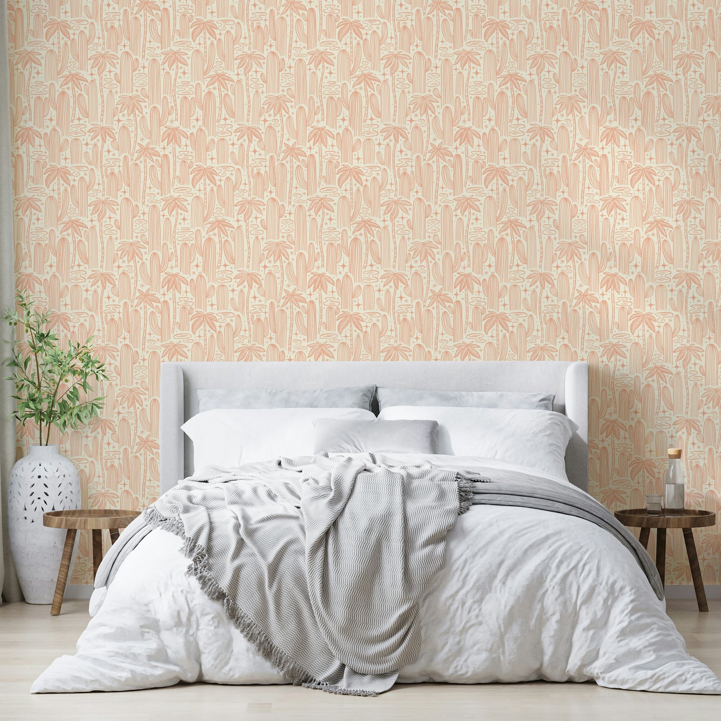 Western desert wallpaper in offwhite and beige

