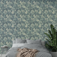 Coastal wallpaper in rich aquatic hues

