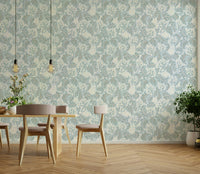 Coastal-inspired botanical wallpaper in blue

