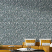 Nature-inspired wallpaper in deep aquatic colors


