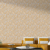 Sea kale plant design on golden yellow wallpaper

