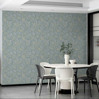 Glossy botanical print wallpaper in neutral tones

