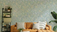 Pearlescent wallpaper with sea kale botanical print

