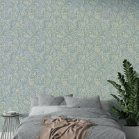 Light-reflective wallpaper with soft plant motifs


