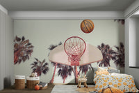 Modern sports mural with basketball inspiration

