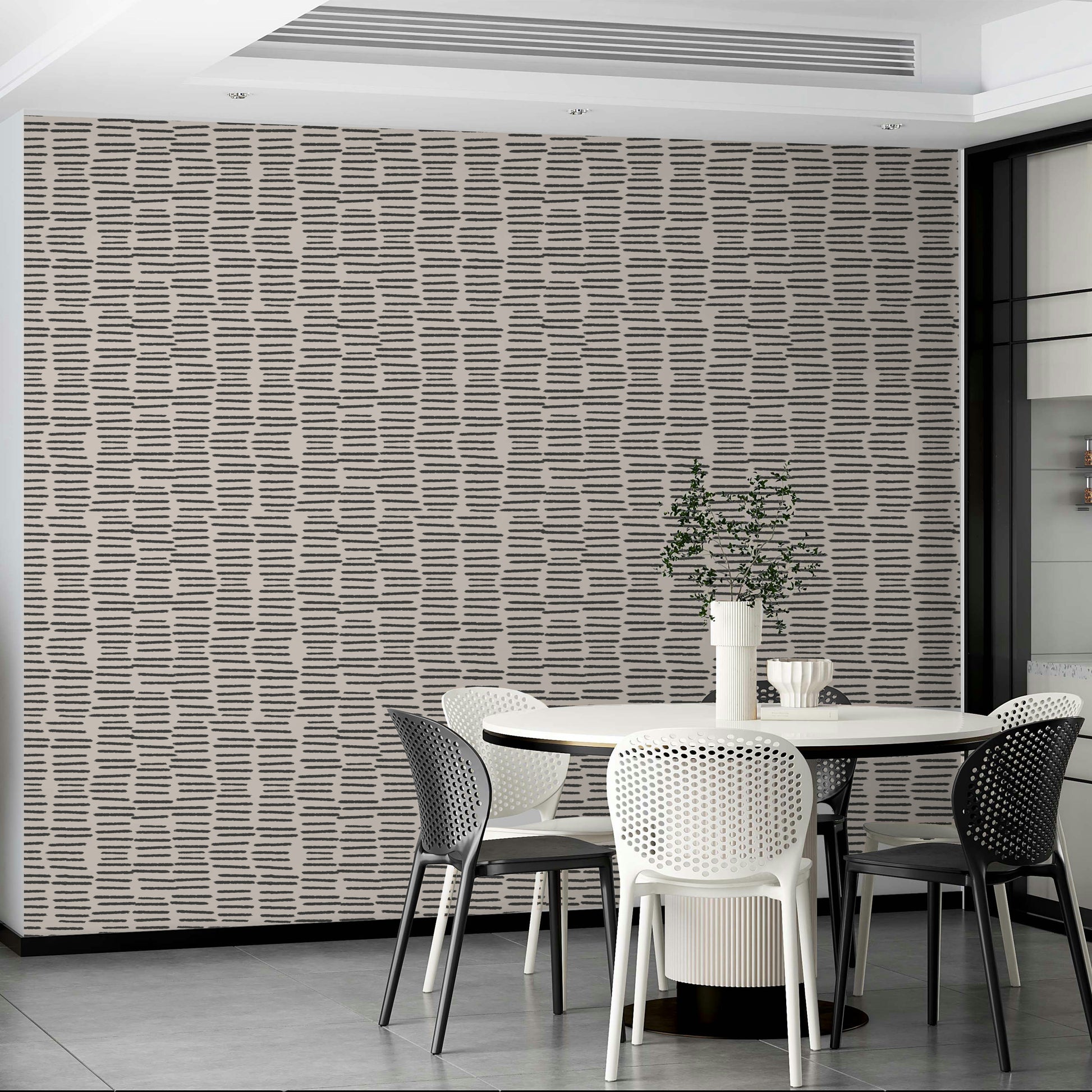 Minimalist boho wallpaper in charcoal tones

