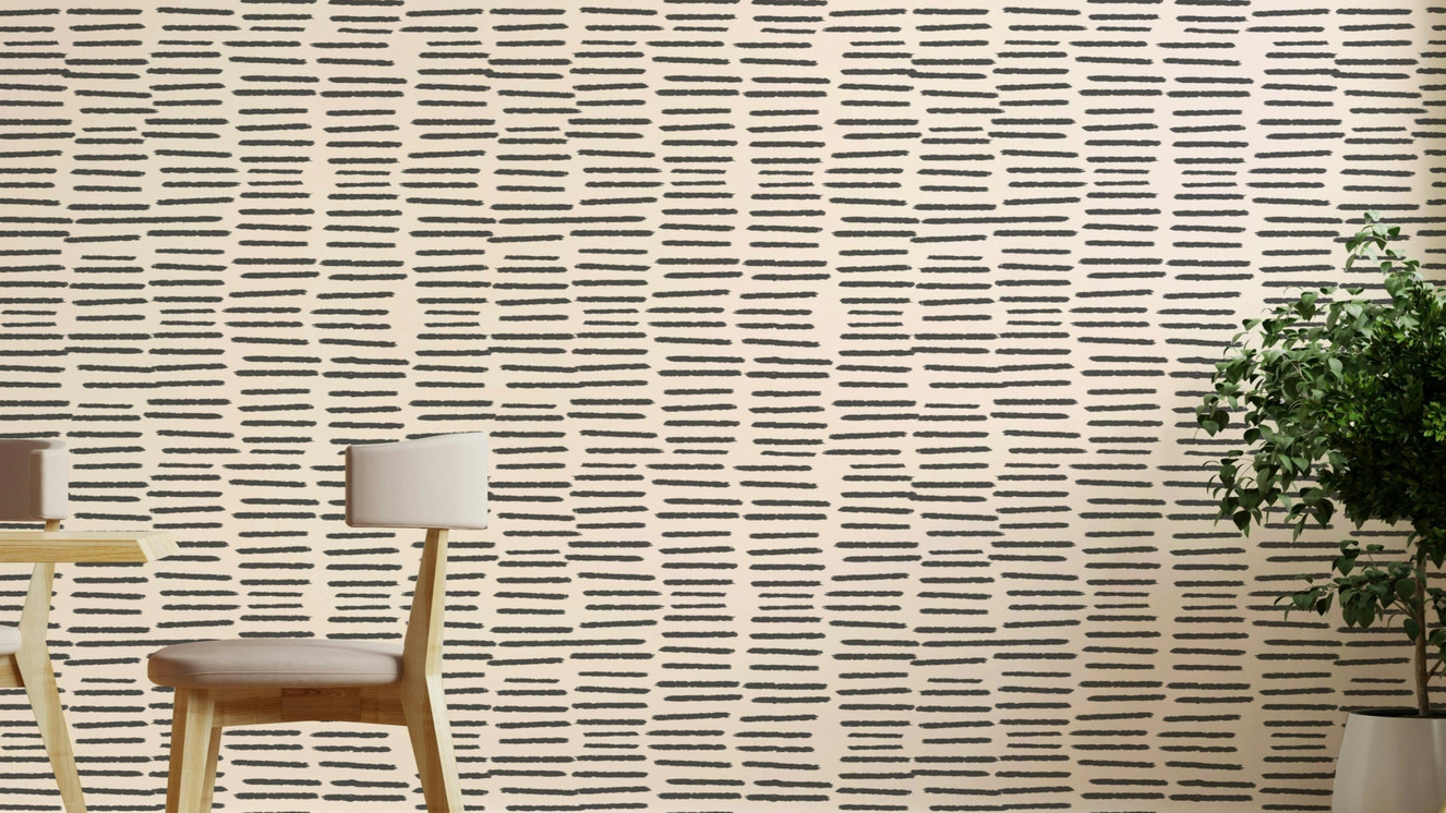 Charcoal brush stroke striped wallpaper design

