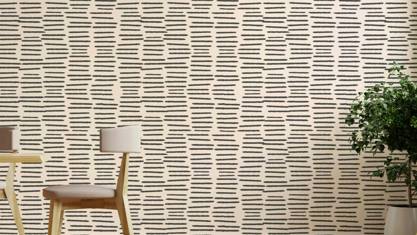 Charcoal brush stroke striped wallpaper design

