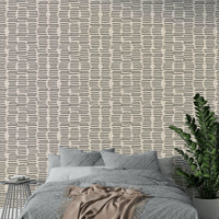 Organic line wallpaper in moody charcoal tones

