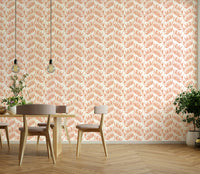 Watercolor botanical wallpaper in warm clay tones

