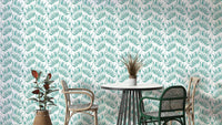 Aqua wallpaper with watercolor palm leaves

