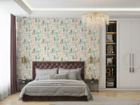Playful nursery wallpaper with forest critters

