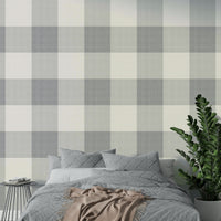 Gray buffalo plaid wallpaper with country charm


