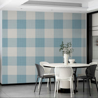 Blue buffalo check wallpaper for rustic décor

