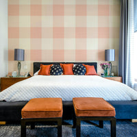 Rustic pink checkered wallpaper for cozy rooms

