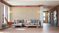 Sun-inspired mural for mid-century interiors

