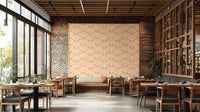 Mid-century floral wallpaper with bold blossoms

